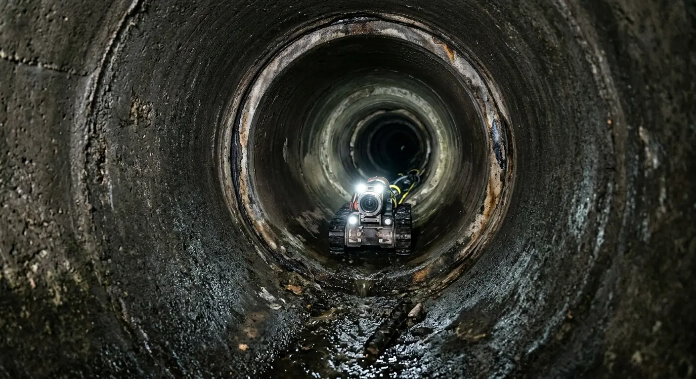 Robotic sewer camera inspecting pipe interior for Sewer Line Cleaning in Casselberry